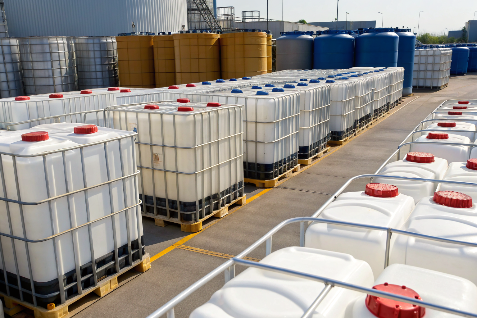 Oil containers in a yard, showing SPCC compliance threshold of 1,320 gallons.