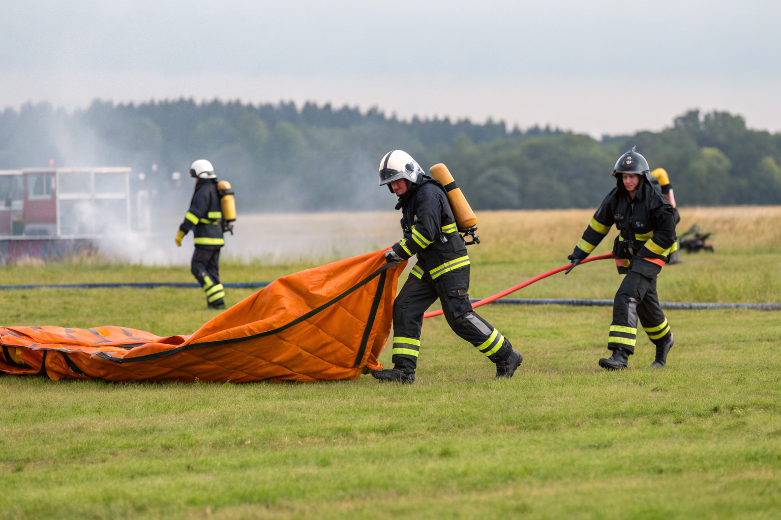 Rapid deployment of collapsible spill containment system by emergency responders.