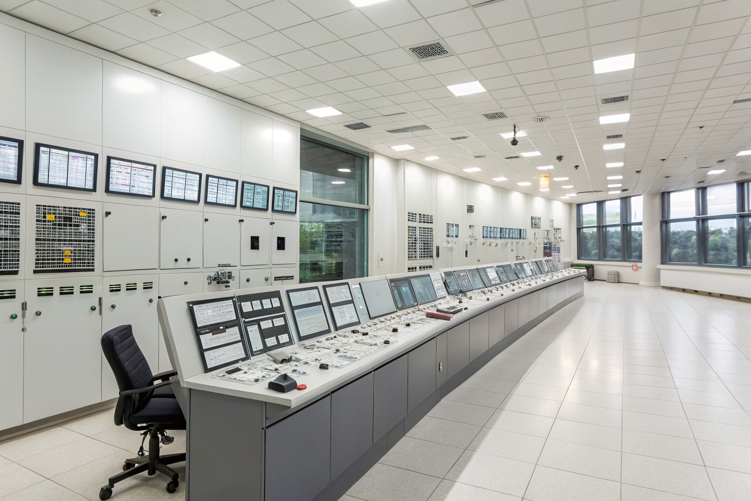 Control room with monitoring equipment and alternative engineering controls.