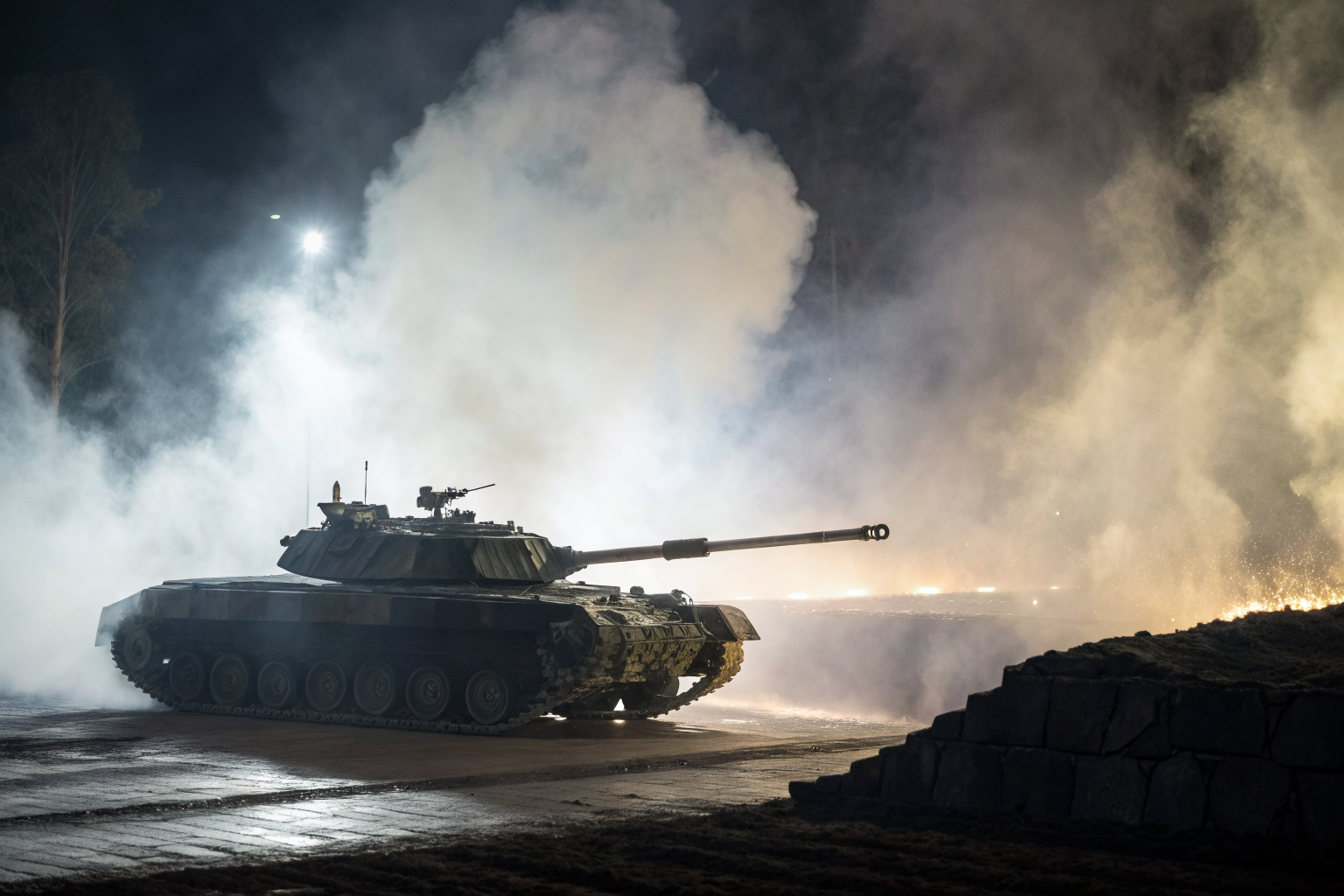 Double-walled tank with dramatic lighting and fog, showing outer shell design.