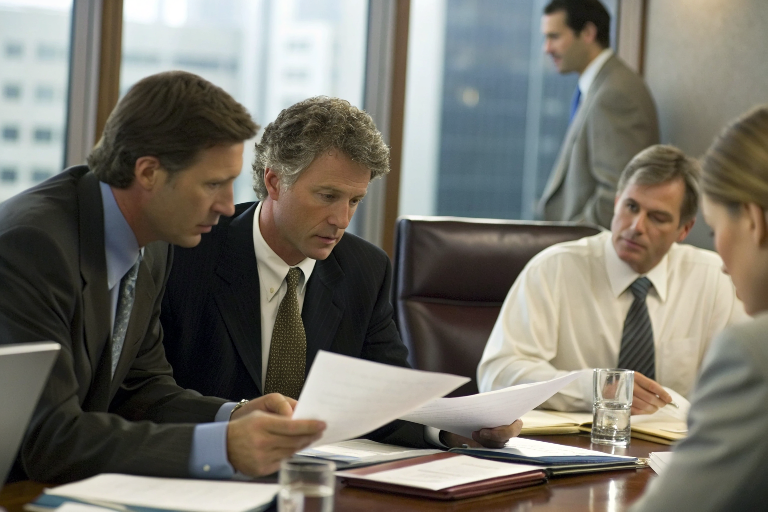 Executives in boardroom discussing significant SPCC penalty notice.