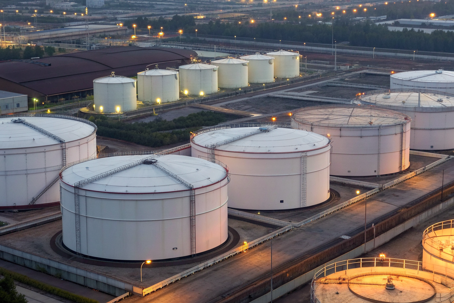 Industrial facility with various oil storage tanks determining SPCC needs.