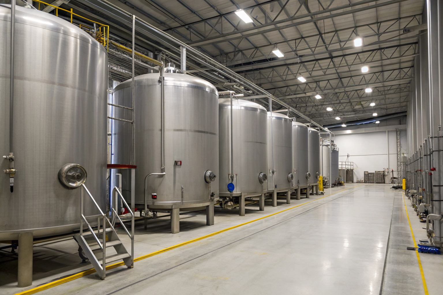 Edible oil tanks in a manufacturing setting demonstrating compliance standards.