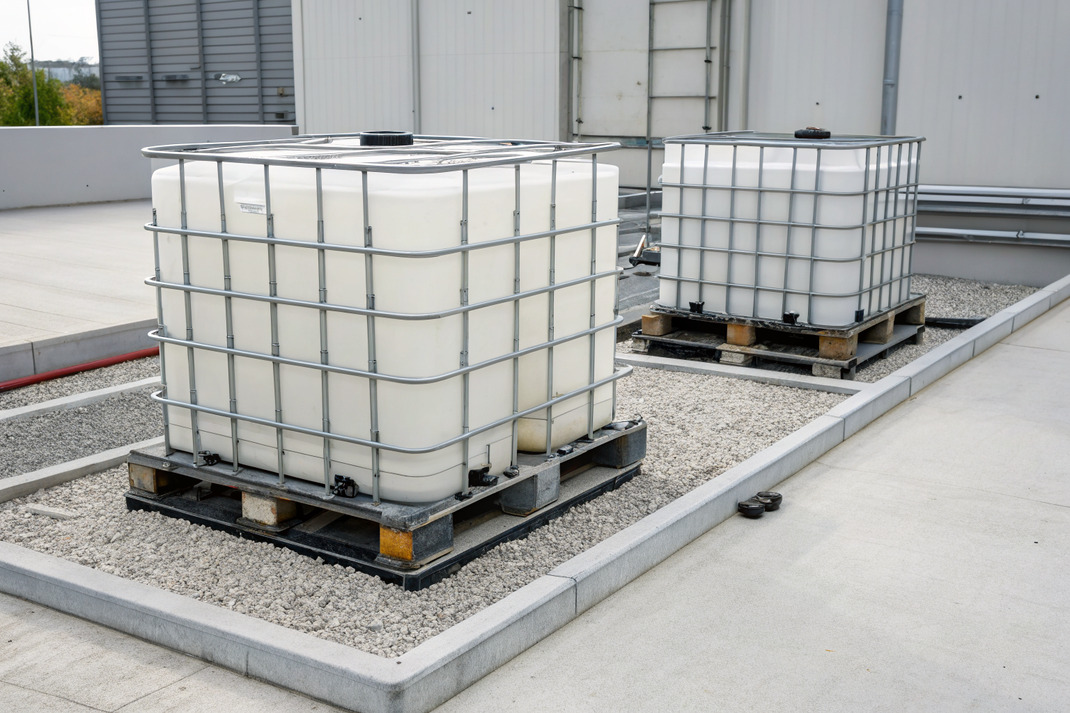 Installation of twin IBC pallets on a prepared surface.