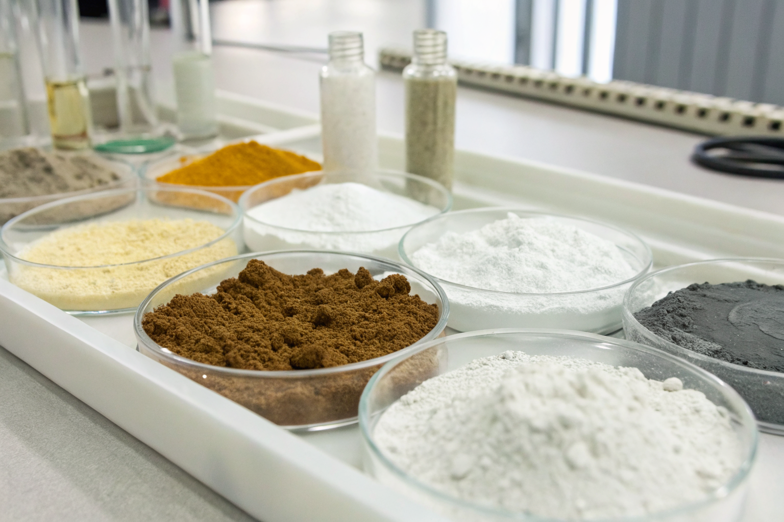 Laboratory with containment materials in chemical compatibility testing.