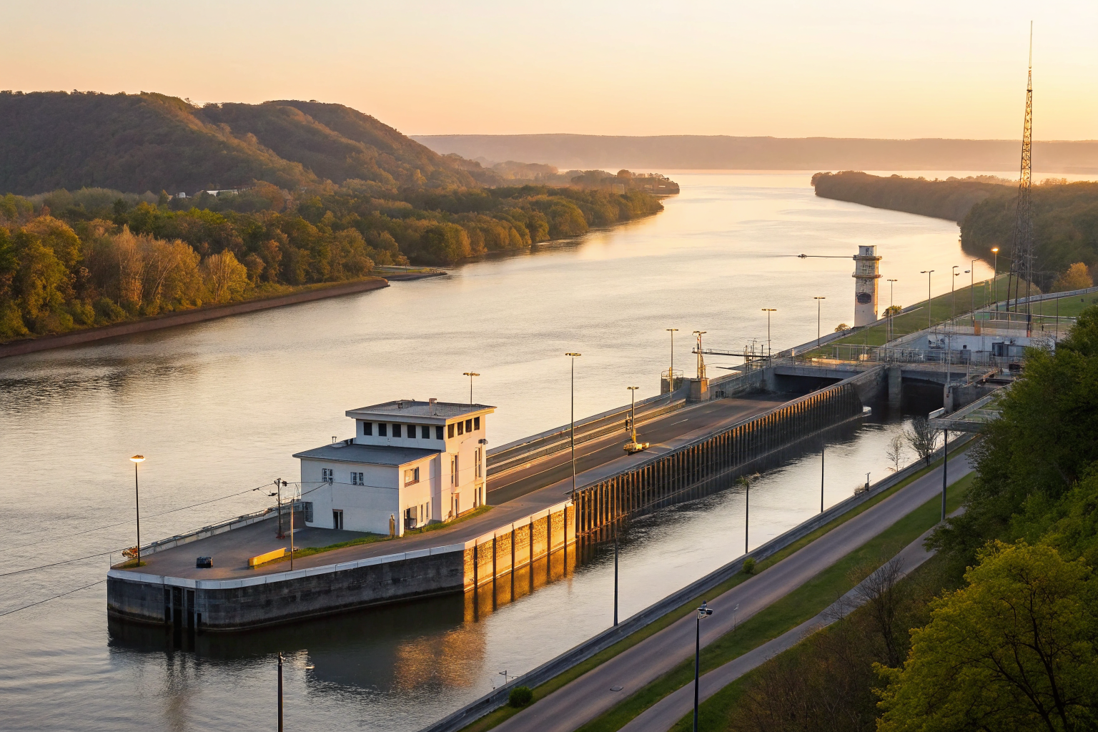 Facility near river, illustrating SPCC proximity rule for navigable waters.