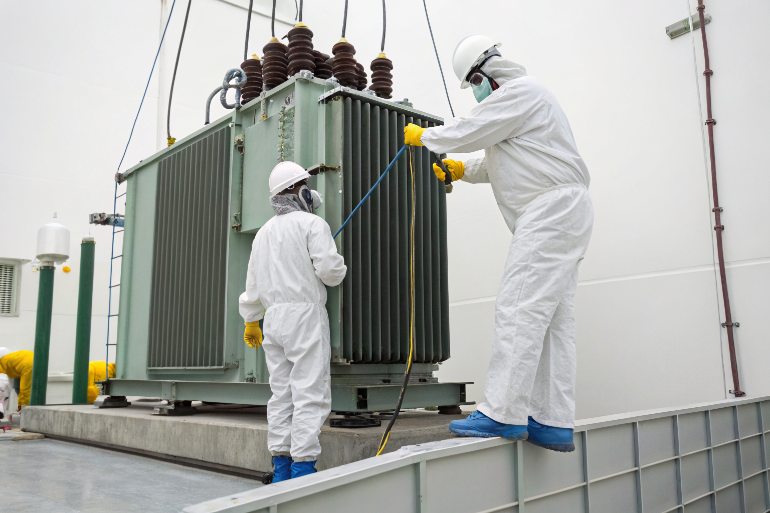 Transformer marked hazardous with PCB contamination protocols.