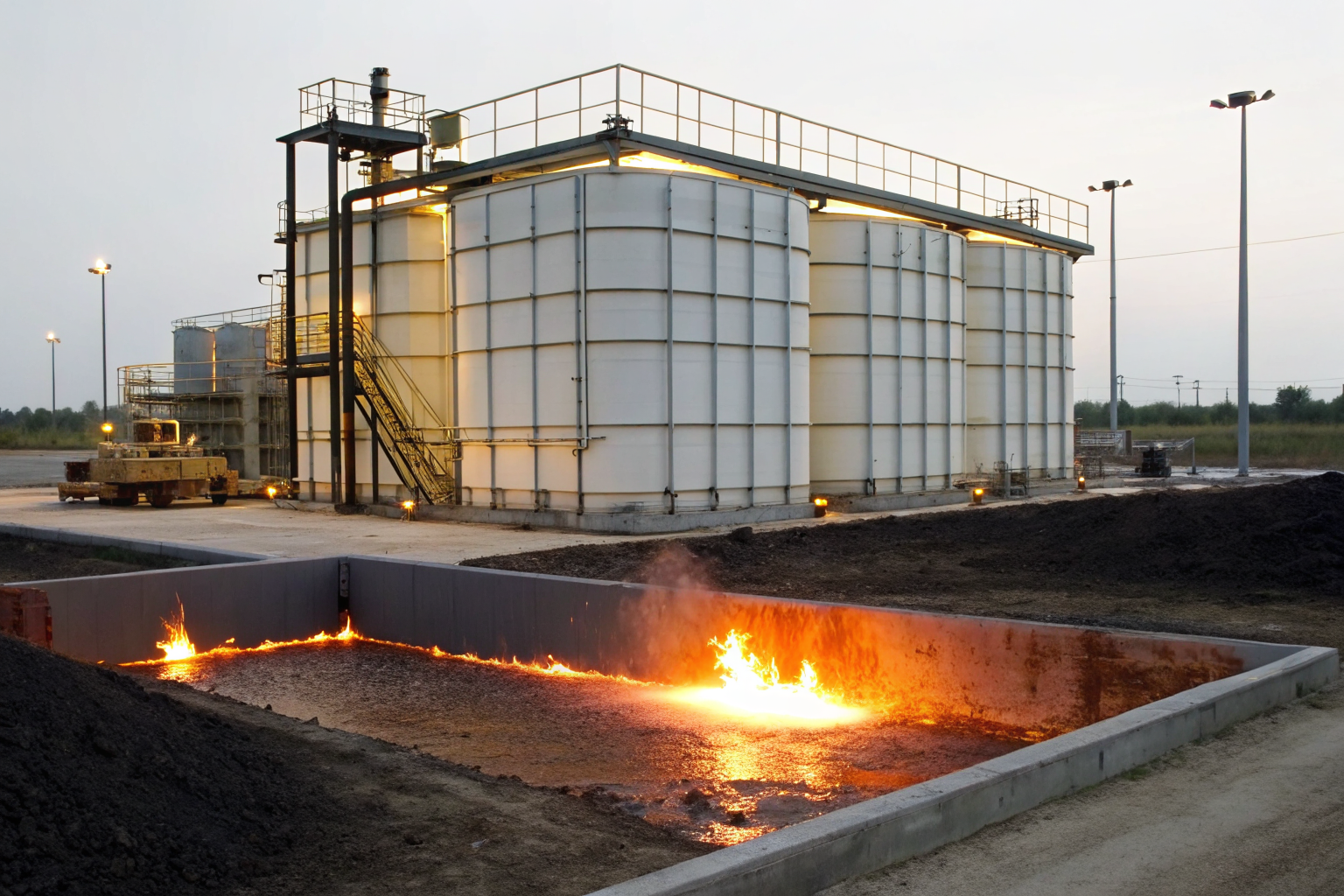 Secondary containment system in an industrial facility preventing spills.