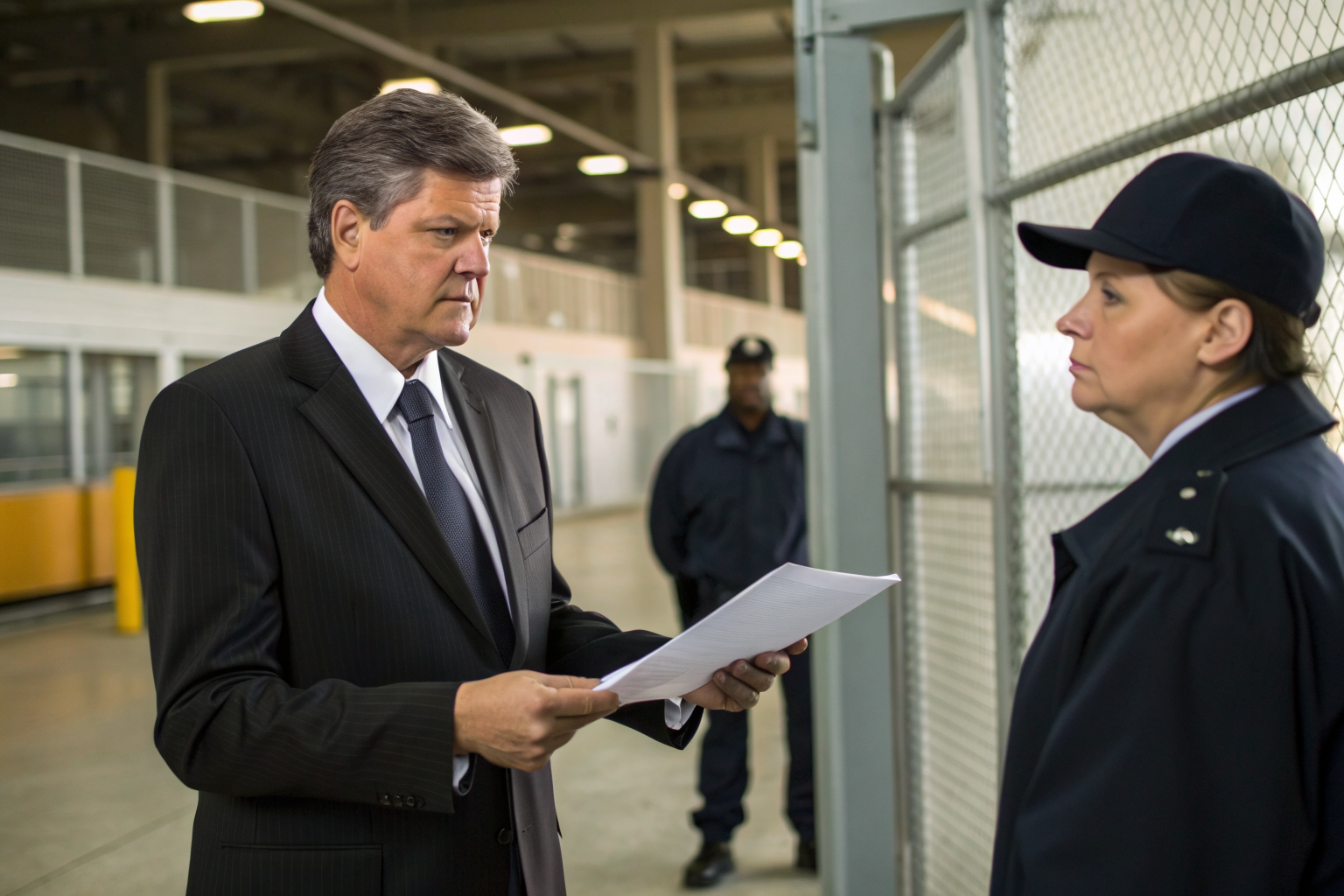 Official handing penalty notice to manager, highlighting EPA enforcement.