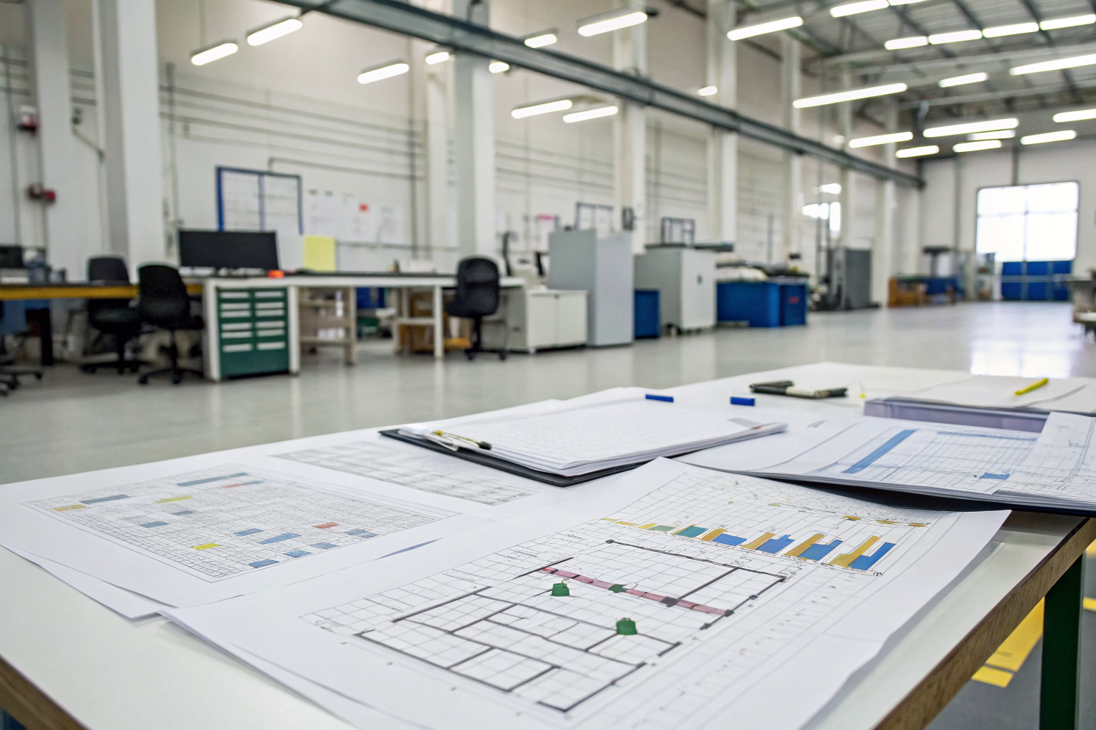 Office with SPCC plan documents for oil spill management.