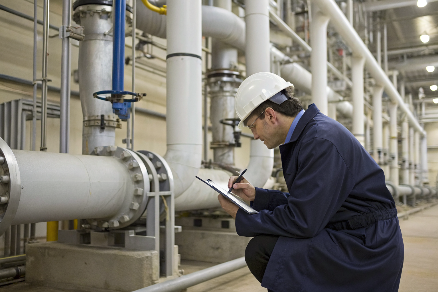 EPA inspector examining SPCC compliance in a manufacturing facility.