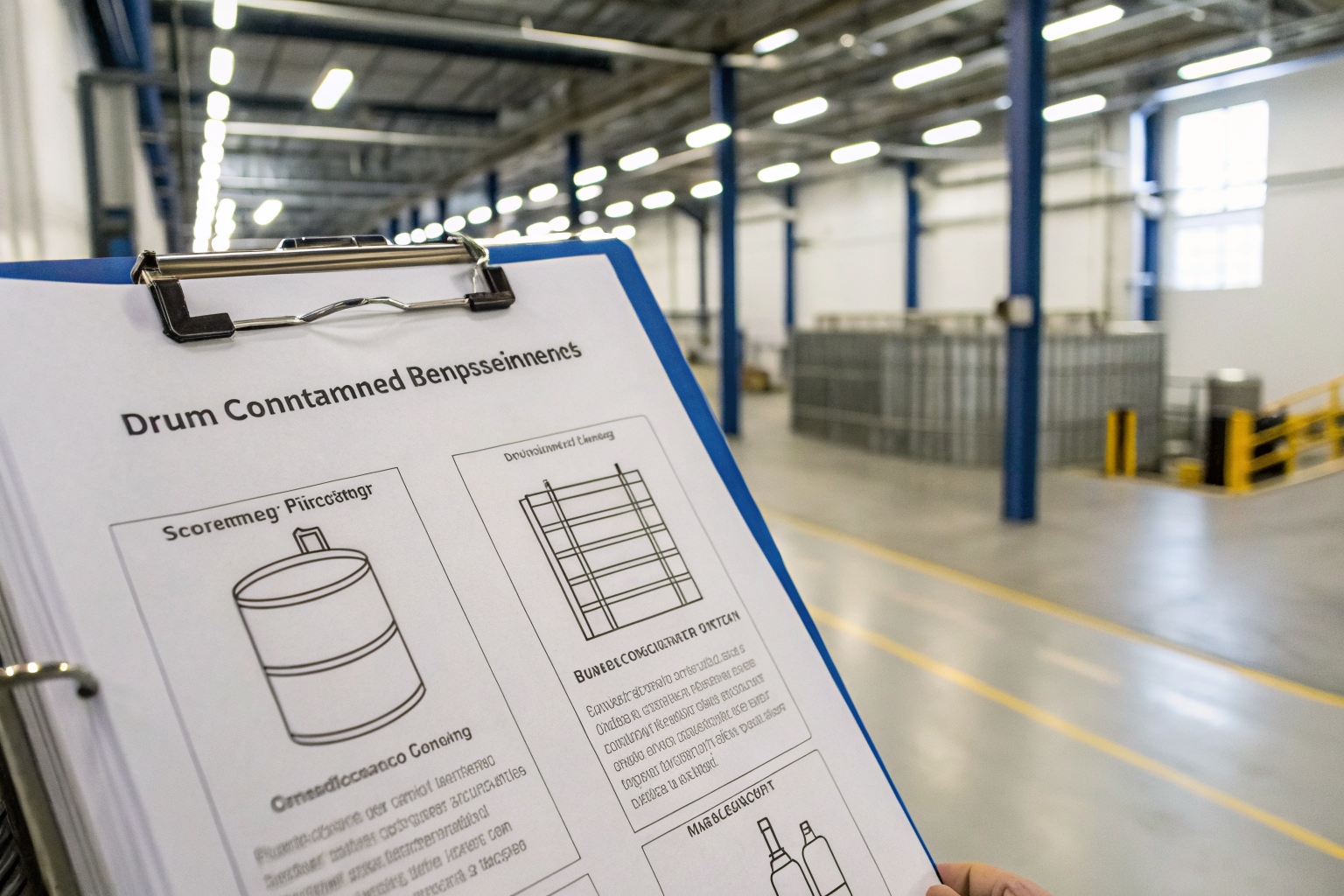Document page showing SPCC plan requirements for drum storage.