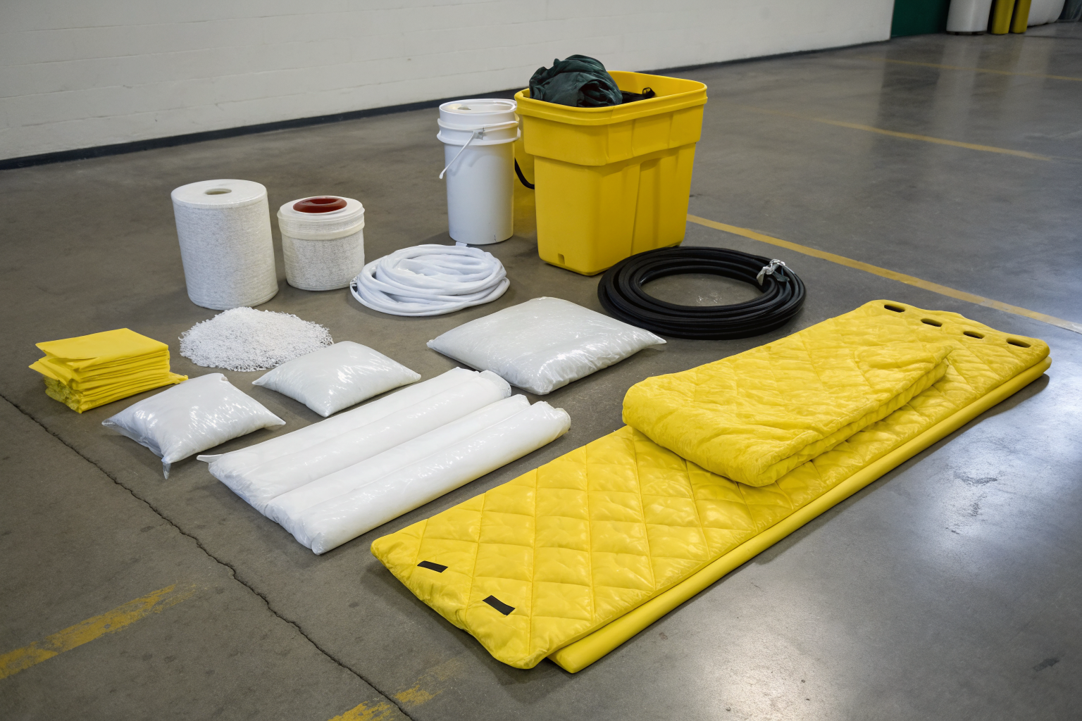 Standardized SPCC spill kit with essential components displayed.