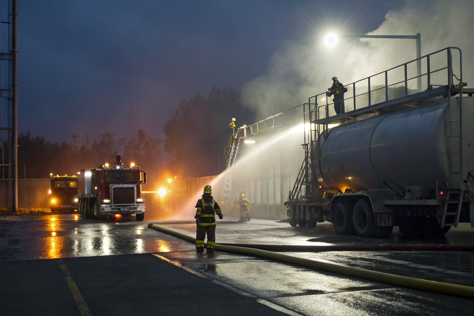 Emergency containment activation at a fuel loading site with a minor spill.