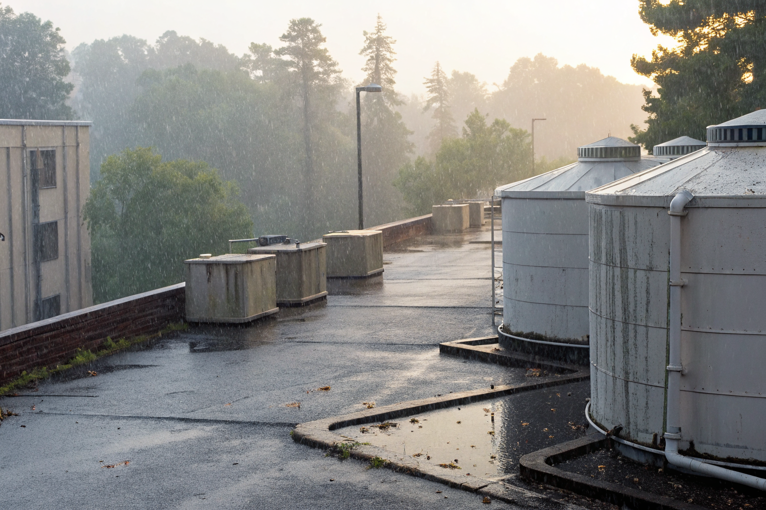 Containment systems exposed to rain and UV radiation.